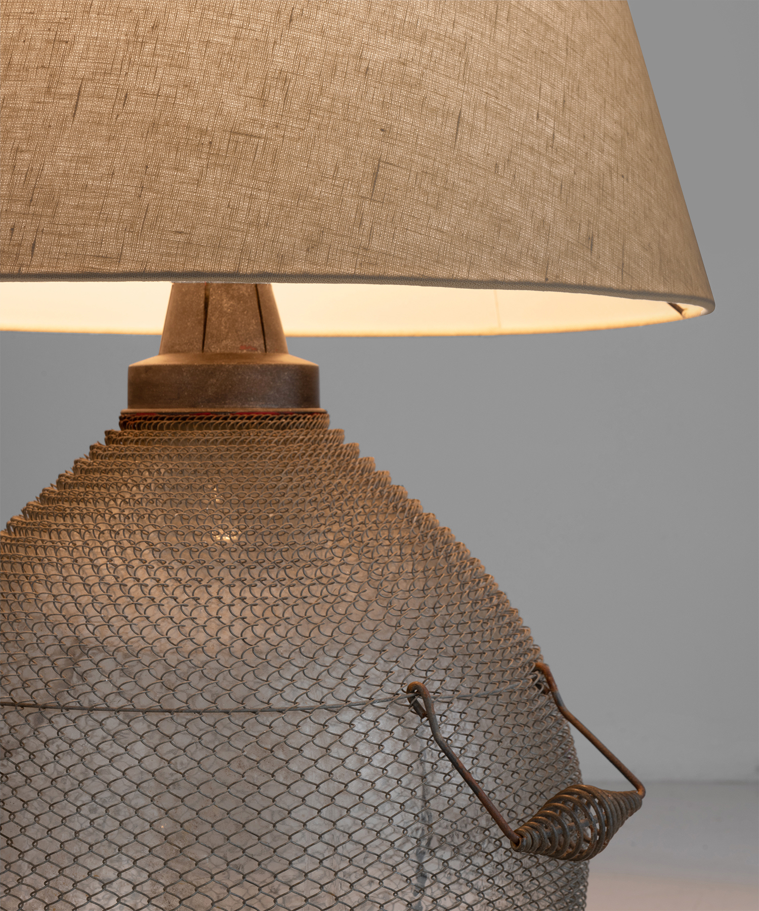 Large Armoured Glass Carboy Lamp Obsolete