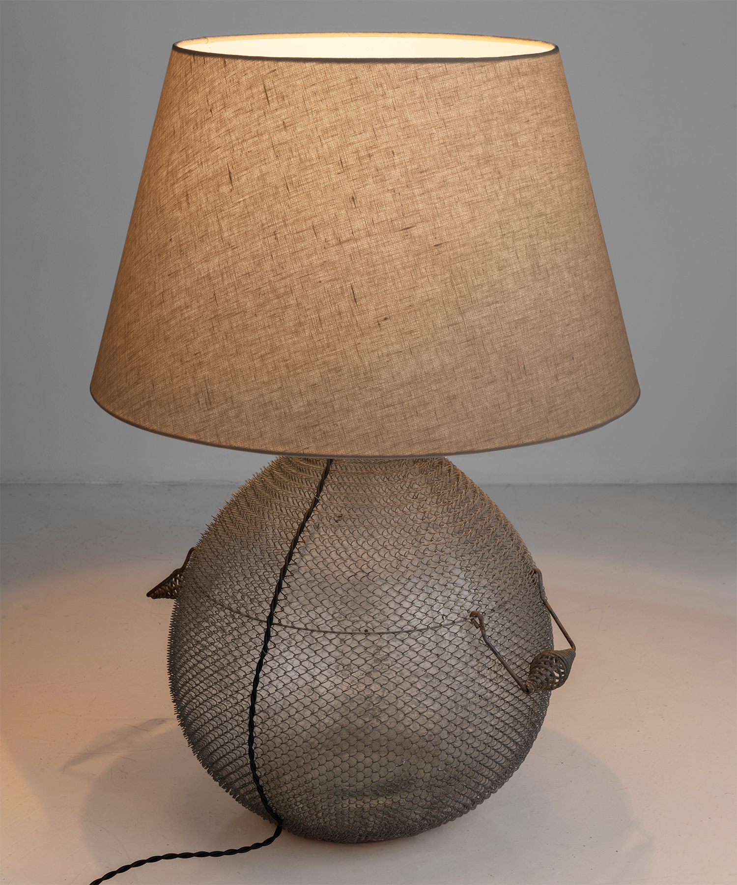 Large Armoured Glass Carboy Lamp Obsolete