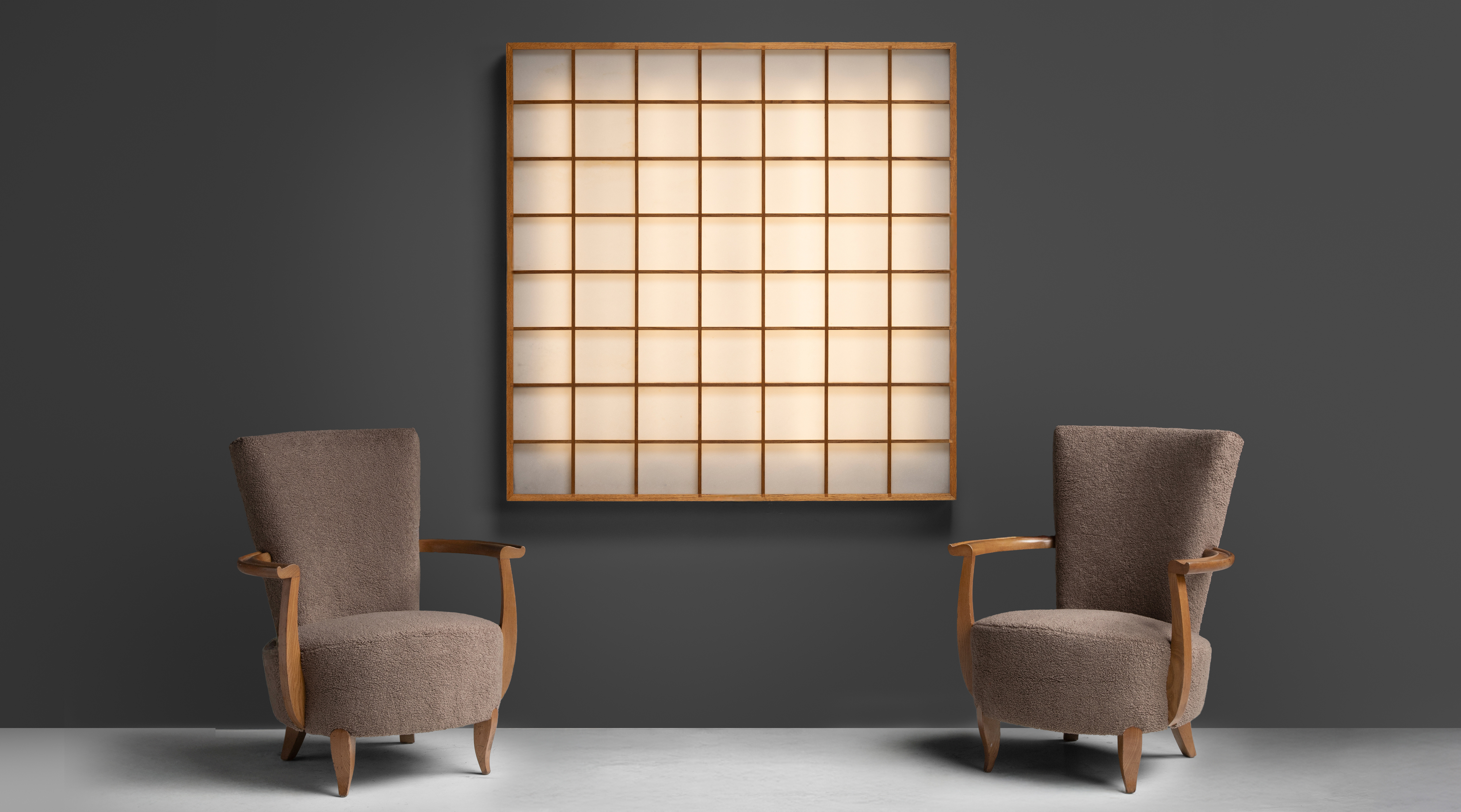 Lightolier Shoji Panel / Deco Armchairs